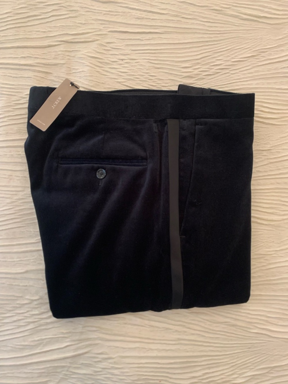 NWT J. Crew Black Ludlow Slim Fit Velvet Suit/Tuxedo pants, size 32x30